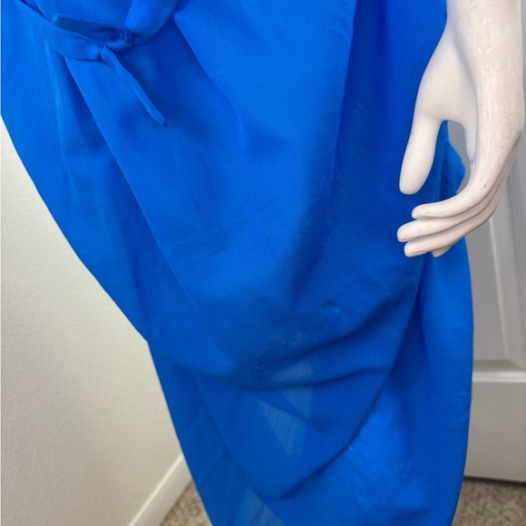 Vintage Unlabeled Beaded Chiffon Deep Turquoise Blue Caftan Dress One Size #203 - Picture 12 of 14